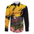 Personalised Australia Melbourne Cup Day Family Matching Off The Shoulder Long Sleeve Dress and Hawaiian Shirt Horse Racing Trophy With Roses - Wonder Print Shop