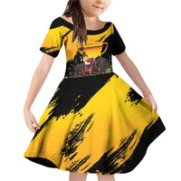 Personalised Australia Melbourne Cup Day Family Matching Off Shoulder Short Dress and Hawaiian Shirt Horse Racing Trophy With Roses - Wonder Print Shop