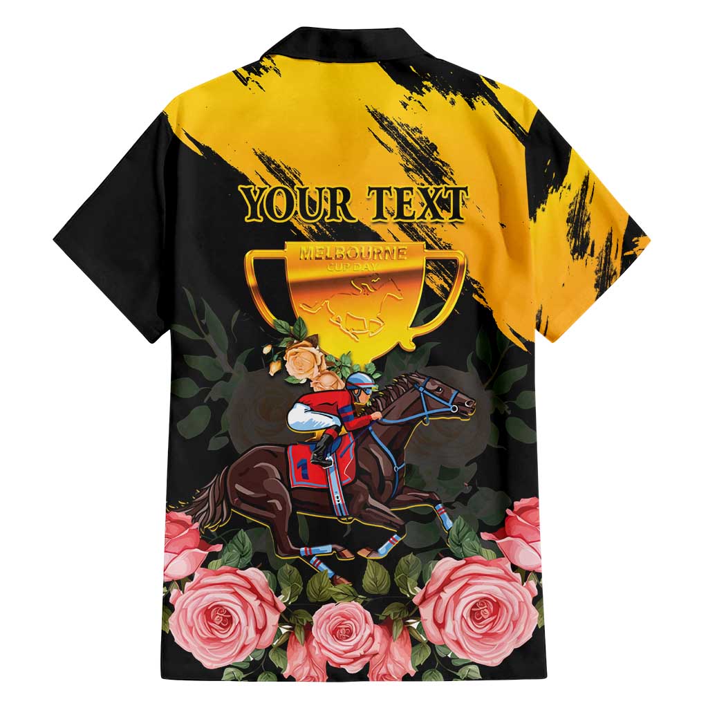 Personalised Australia Melbourne Cup Day Family Matching Puletasi and Hawaiian Shirt Horse Racing Trophy With Roses - Wonder Print Shop