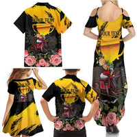 Personalised Australia Melbourne Cup Day Family Matching Summer Maxi Dress and Hawaiian Shirt Horse Racing Trophy With Roses - Wonder Print Shop