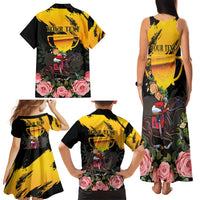 Personalised Australia Melbourne Cup Day Family Matching Tank Maxi Dress and Hawaiian Shirt Horse Racing Trophy With Roses - Wonder Print Shop