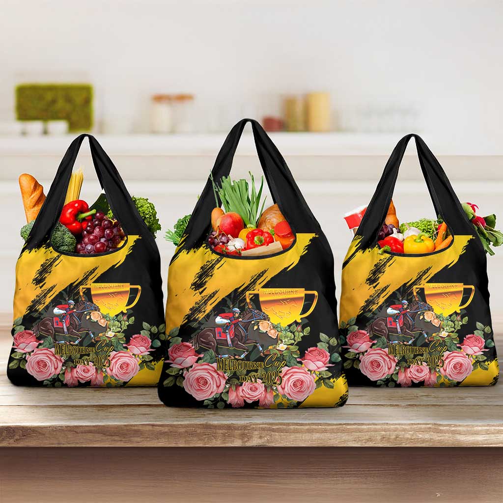 Australia Melbourne Cup Day Grocery Bag Horse Racing Trophy With Roses - Wonder Print Shop