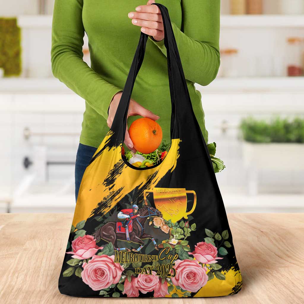 Australia Melbourne Cup Day Grocery Bag Horse Racing Trophy With Roses - Wonder Print Shop