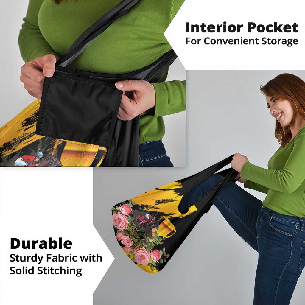 Australia Melbourne Cup Day Grocery Bag Horse Racing Trophy With Roses - Wonder Print Shop