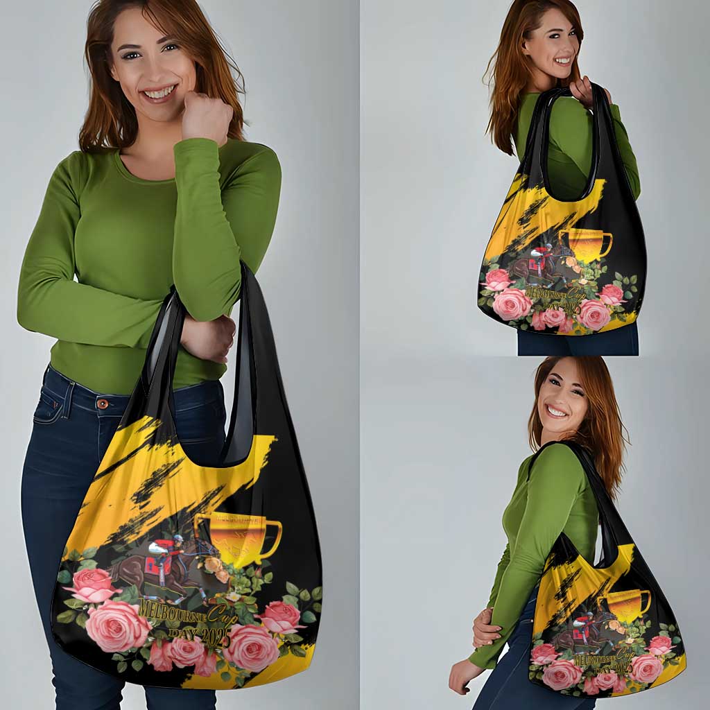 Australia Melbourne Cup Day Grocery Bag Horse Racing Trophy With Roses - Wonder Print Shop