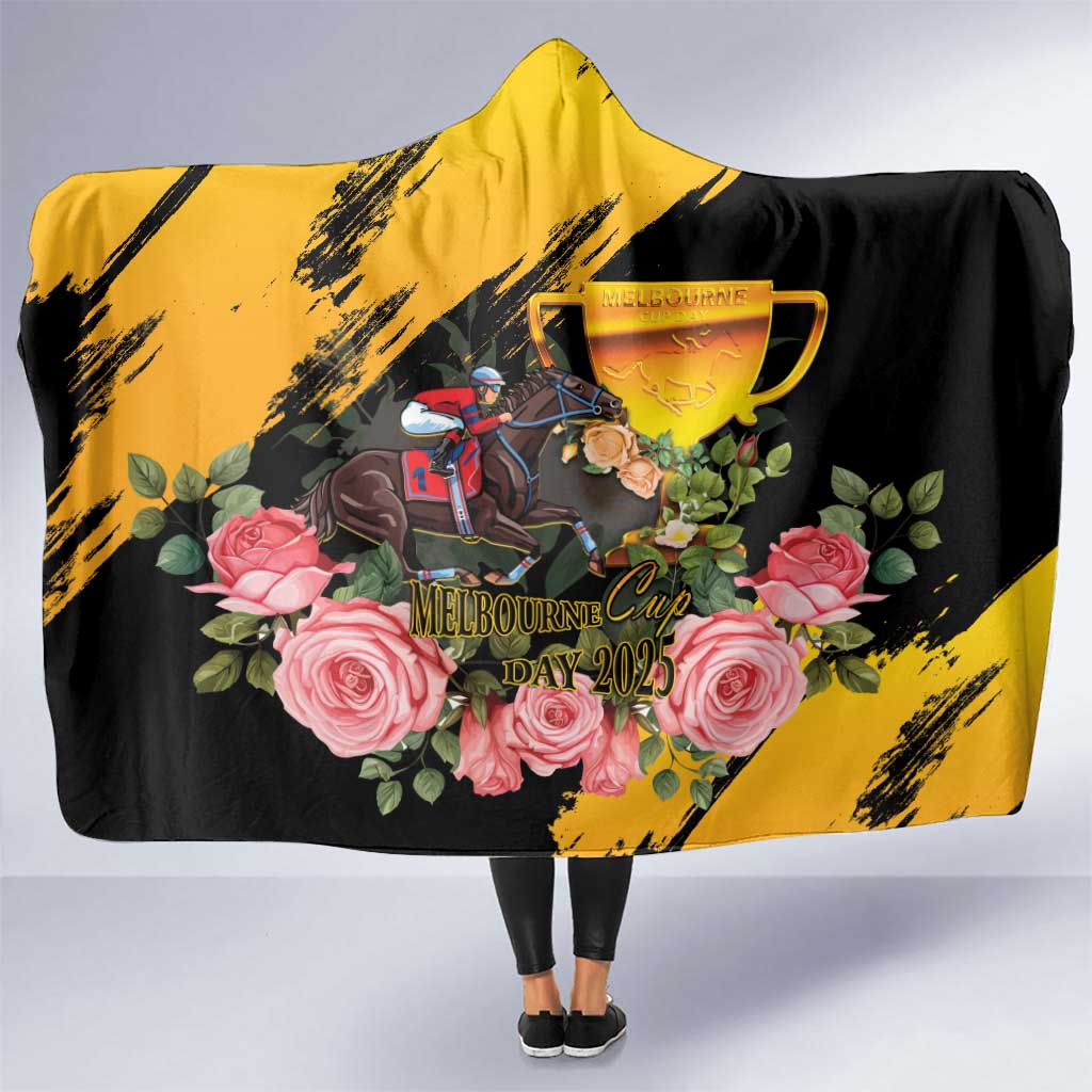Australia Melbourne Cup Day Hooded Blanket Horse Racing Trophy With Roses - Wonder Print Shop