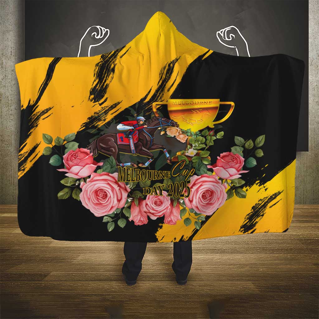 Australia Melbourne Cup Day Hooded Blanket Horse Racing Trophy With Roses - Wonder Print Shop