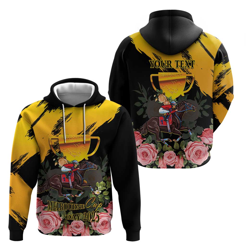 Personalised Australia Melbourne Cup Day Hoodie Horse Racing Trophy With Roses - Wonder Print Shop