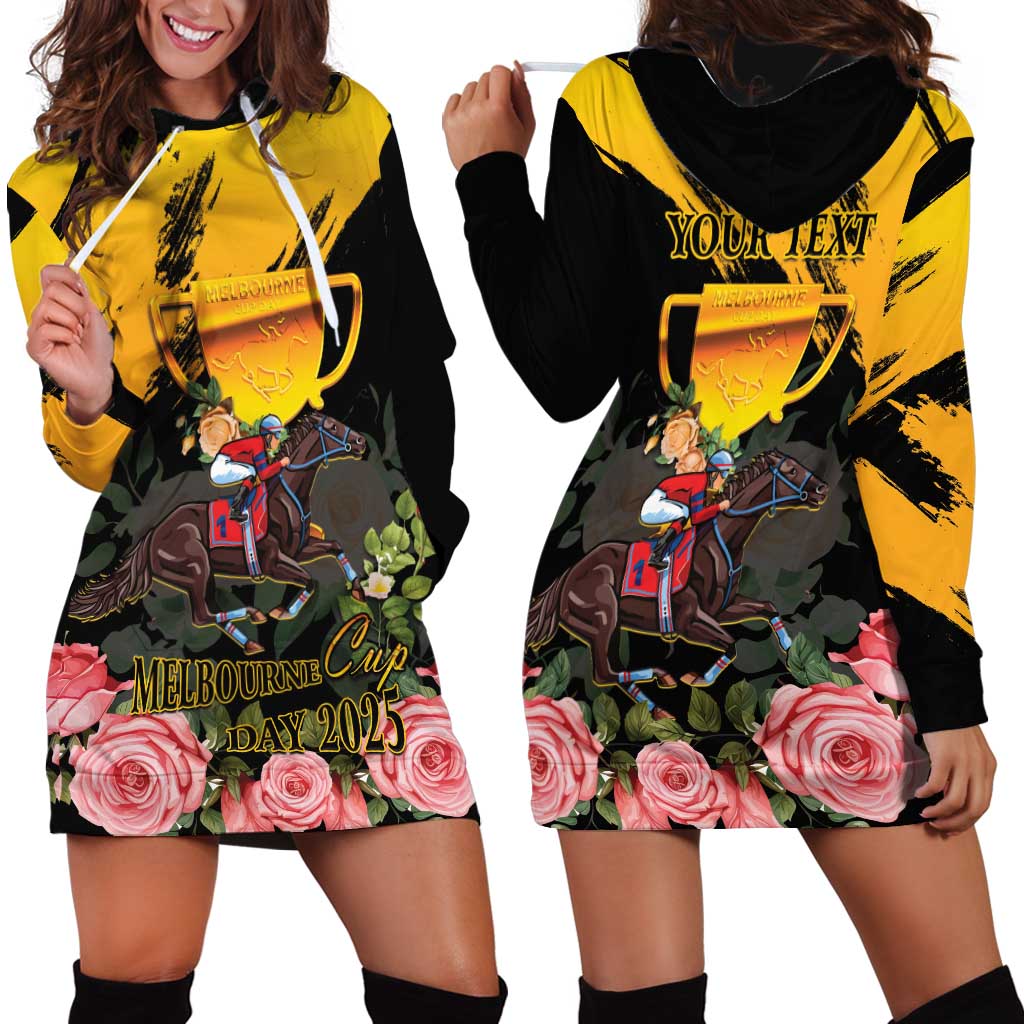 Personalised Australia Melbourne Cup Day Hoodie Dress Horse Racing Trophy With Roses - Wonder Print Shop