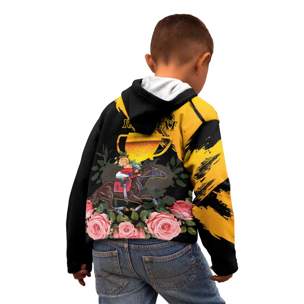 Personalised Australia Melbourne Cup Day Kid Hoodie Horse Racing Trophy With Roses - Wonder Print Shop