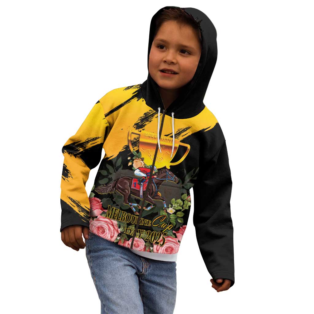 Personalised Australia Melbourne Cup Day Kid Hoodie Horse Racing Trophy With Roses - Wonder Print Shop