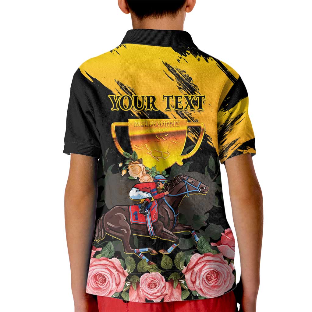 Personalised Australia Melbourne Cup Day Kid Polo Shirt Horse Racing Trophy With Roses - Wonder Print Shop