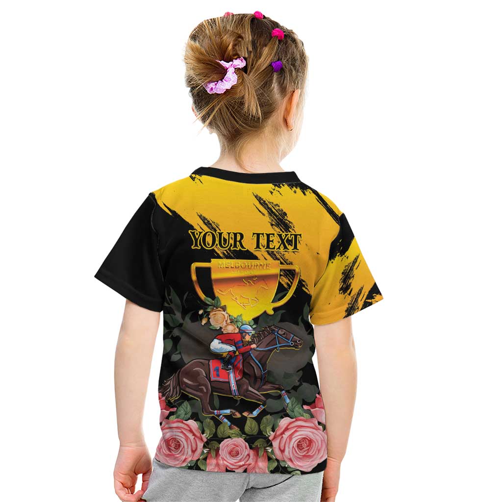 Personalised Australia Melbourne Cup Day Kid T Shirt Horse Racing Trophy With Roses - Wonder Print Shop