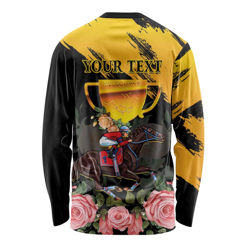 Personalised Australia Melbourne Cup Day Long Sleeve Shirt Horse Racing Trophy With Roses - Wonder Print Shop