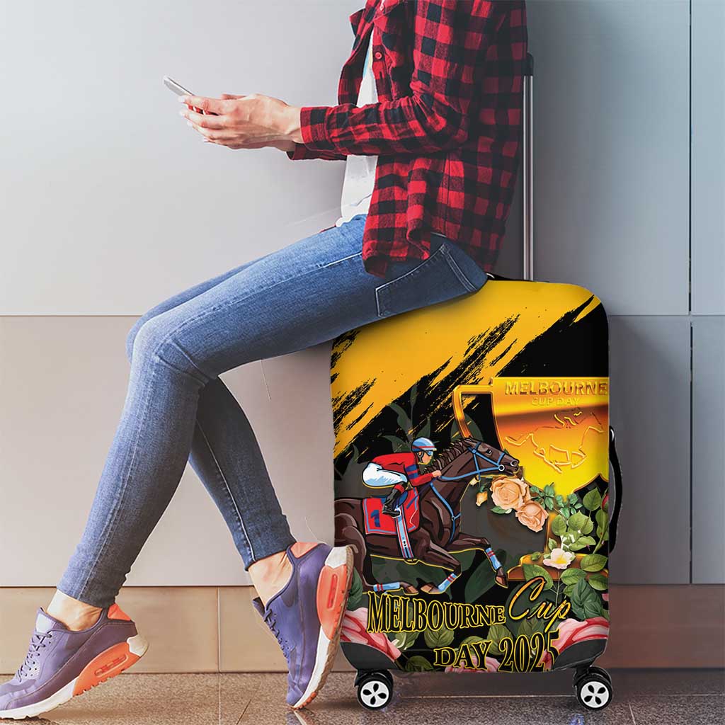 Australia Melbourne Cup Day Luggage Cover Horse Racing Trophy With Roses - Wonder Print Shop