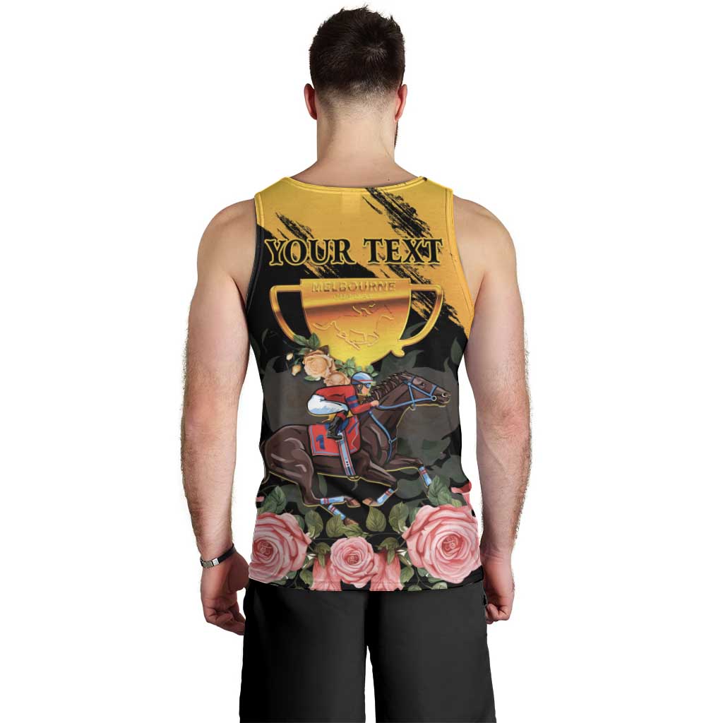 Personalised Australia Melbourne Cup Day Men Tank Top Horse Racing Trophy With Roses - Wonder Print Shop