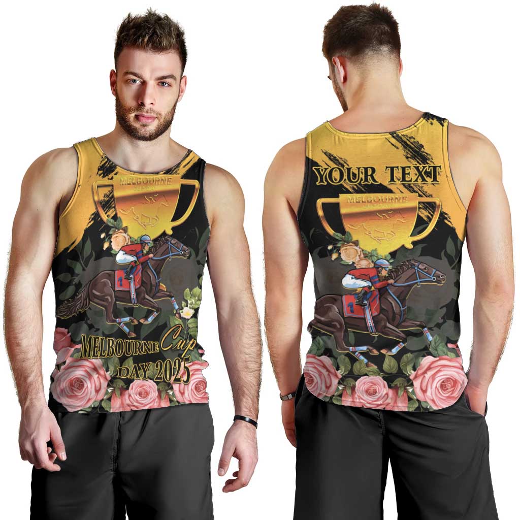 Personalised Australia Melbourne Cup Day Men Tank Top Horse Racing Trophy With Roses - Wonder Print Shop