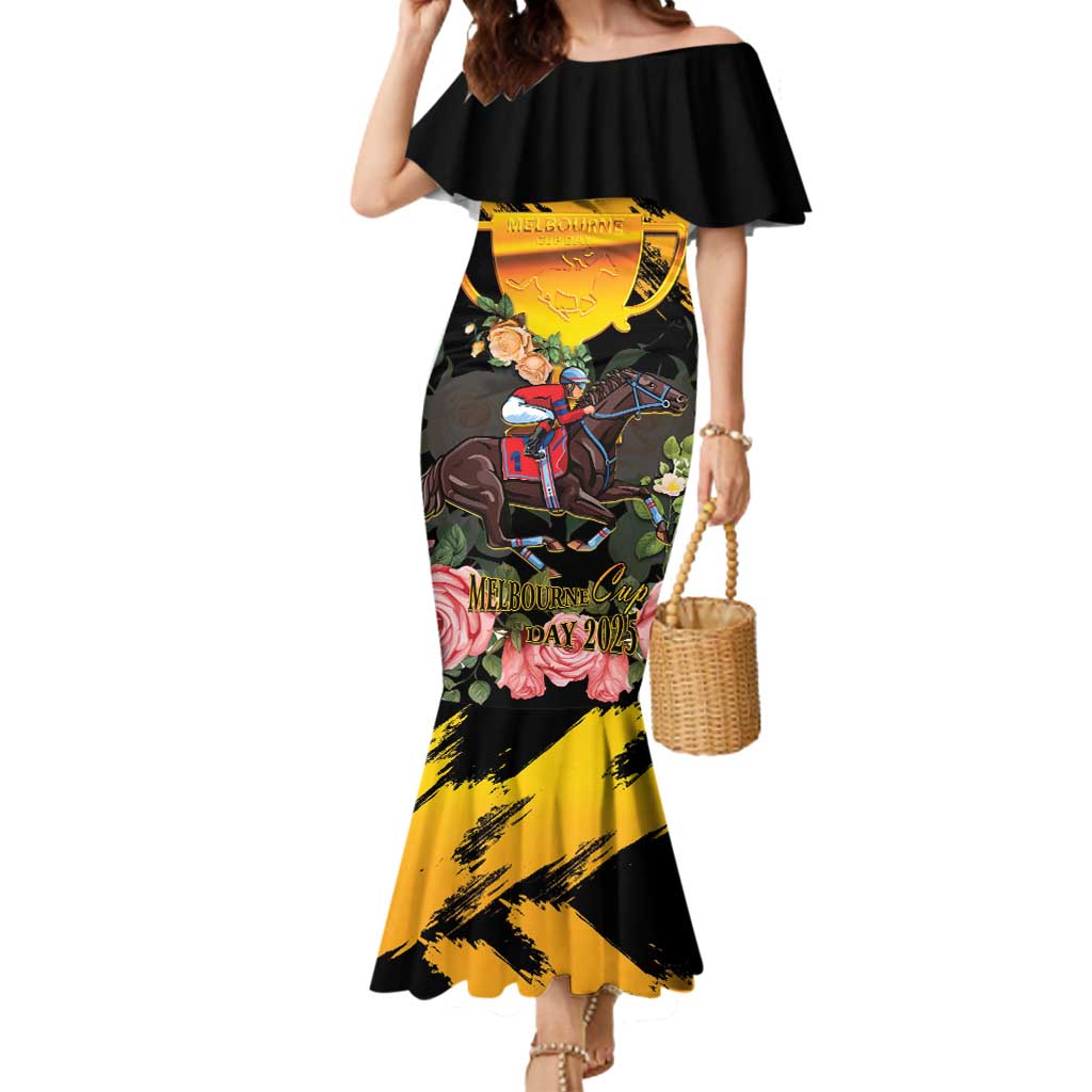 Personalised Australia Melbourne Cup Day Mermaid Dress Horse Racing Trophy With Roses - Wonder Print Shop