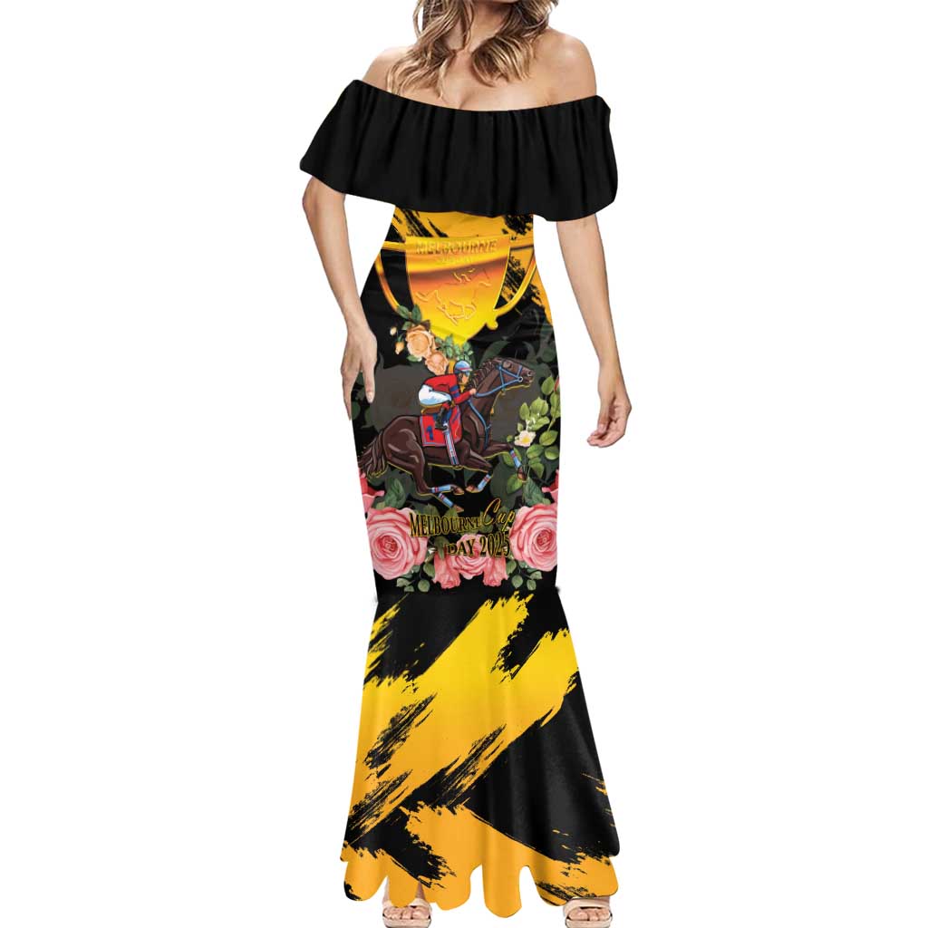 Personalised Australia Melbourne Cup Day Mermaid Dress Horse Racing Trophy With Roses - Wonder Print Shop