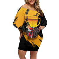 Personalised Australia Melbourne Cup Day Off Shoulder Short Dress Horse Racing Trophy With Roses - Wonder Print Shop