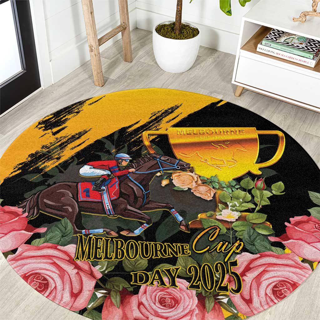 Australia Melbourne Cup Day Round Carpet Horse Racing Trophy With Roses - Wonder Print Shop