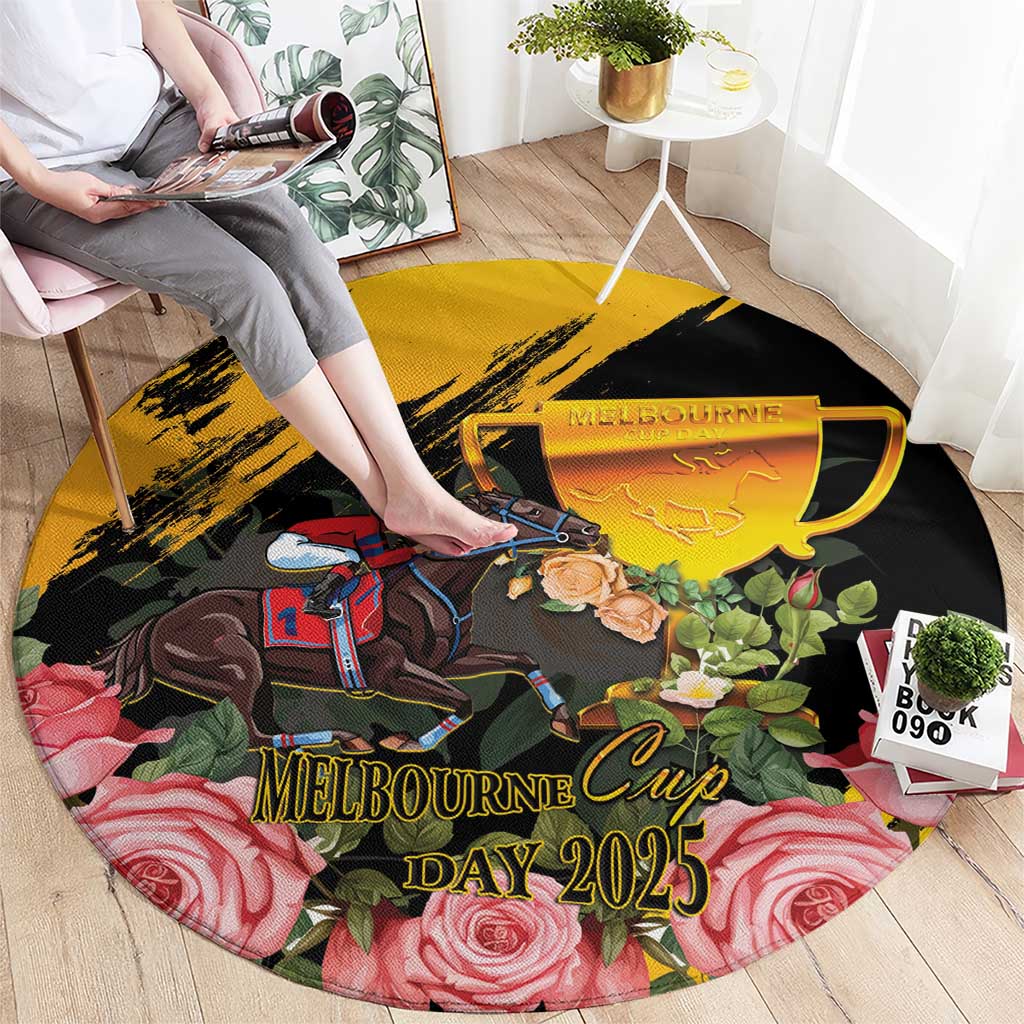 Australia Melbourne Cup Day Round Carpet Horse Racing Trophy With Roses - Wonder Print Shop