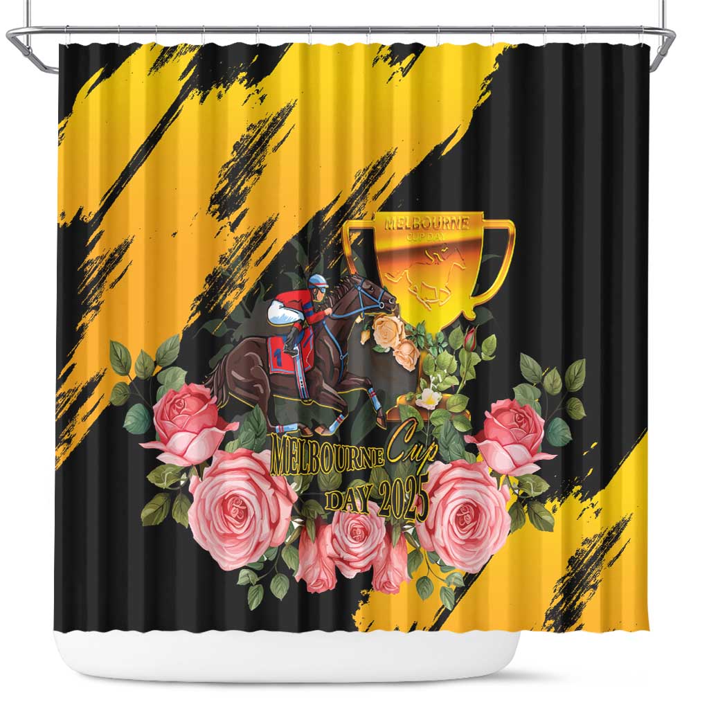 Australia Melbourne Cup Day Shower Curtain Horse Racing Trophy With Roses - Wonder Print Shop