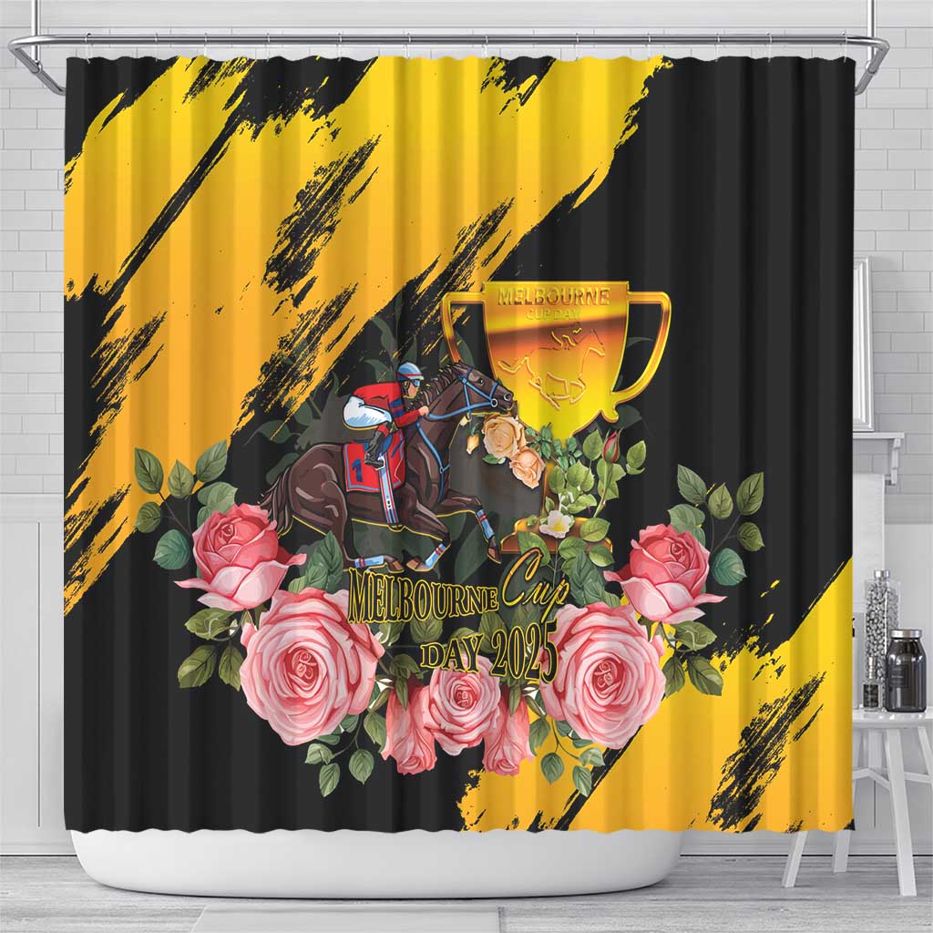 Australia Melbourne Cup Day Shower Curtain Horse Racing Trophy With Roses - Wonder Print Shop