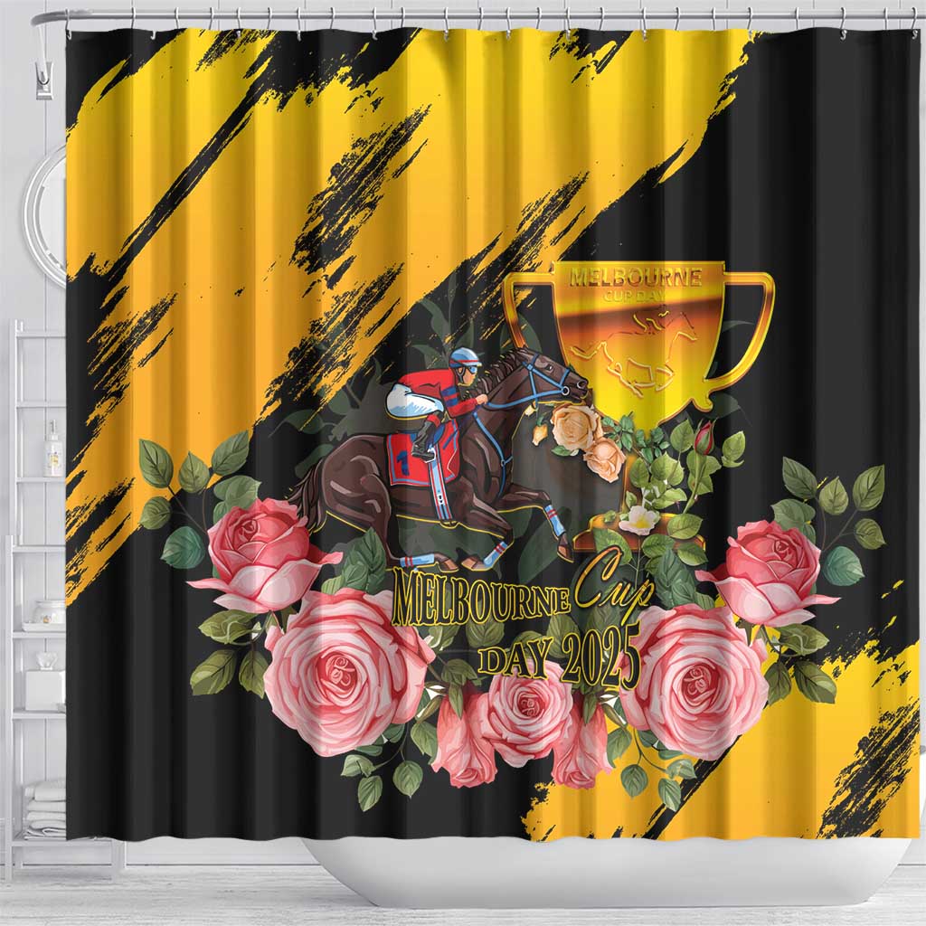 Australia Melbourne Cup Day Shower Curtain Horse Racing Trophy With Roses - Wonder Print Shop