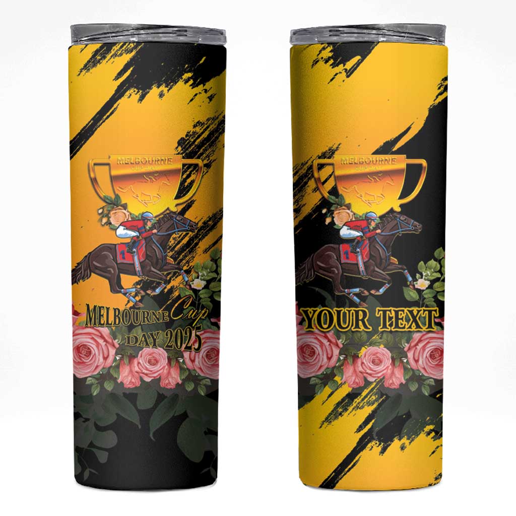 Personalised Australia Melbourne Cup Day Skinny Tumbler Horse Racing Trophy With Roses - Wonder Print Shop