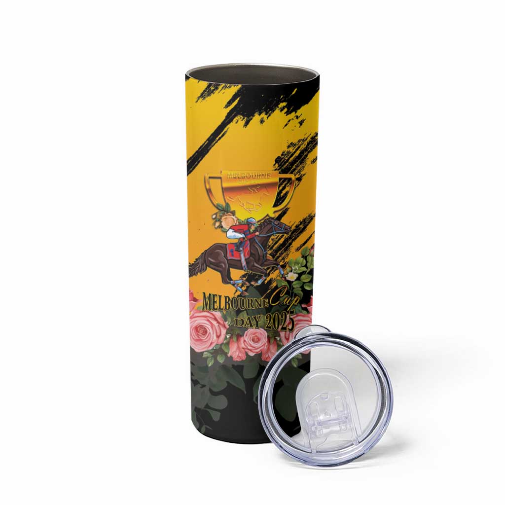 Personalised Australia Melbourne Cup Day Skinny Tumbler Horse Racing Trophy With Roses - Wonder Print Shop