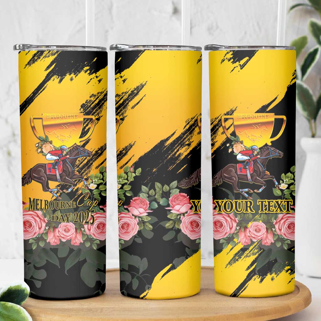 Personalised Australia Melbourne Cup Day Skinny Tumbler Horse Racing Trophy With Roses - Wonder Print Shop