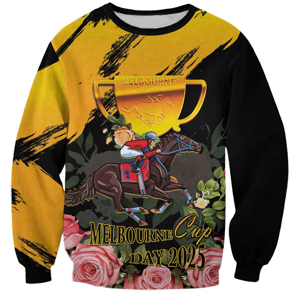 Personalised Australia Melbourne Cup Day Sweatshirt Horse Racing Trophy With Roses - Wonder Print Shop