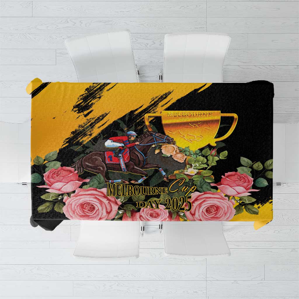 Australia Melbourne Cup Day Tablecloth Horse Racing Trophy With Roses - Wonder Print Shop