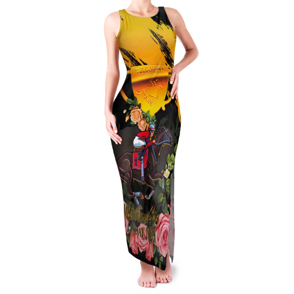 Personalised Australia Melbourne Cup Day Tank Maxi Dress Horse Racing Trophy With Roses - Wonder Print Shop