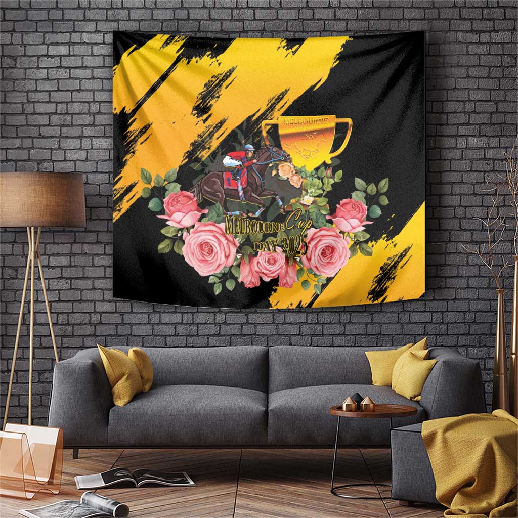 Australia Melbourne Cup Day Tapestry Horse Racing Trophy With Roses - Wonder Print Shop