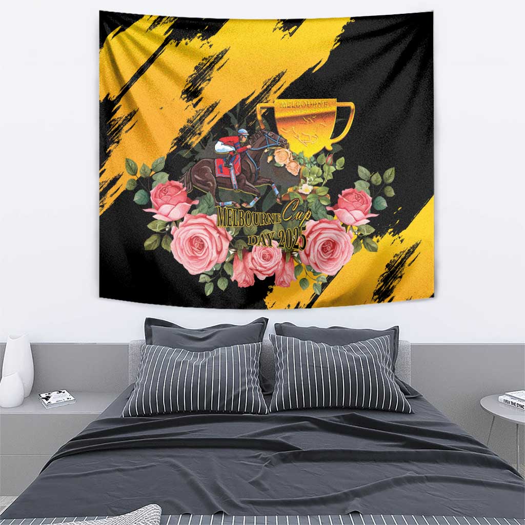 Australia Melbourne Cup Day Tapestry Horse Racing Trophy With Roses - Wonder Print Shop