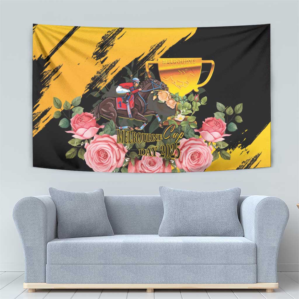Australia Melbourne Cup Day Tapestry Horse Racing Trophy With Roses - Wonder Print Shop