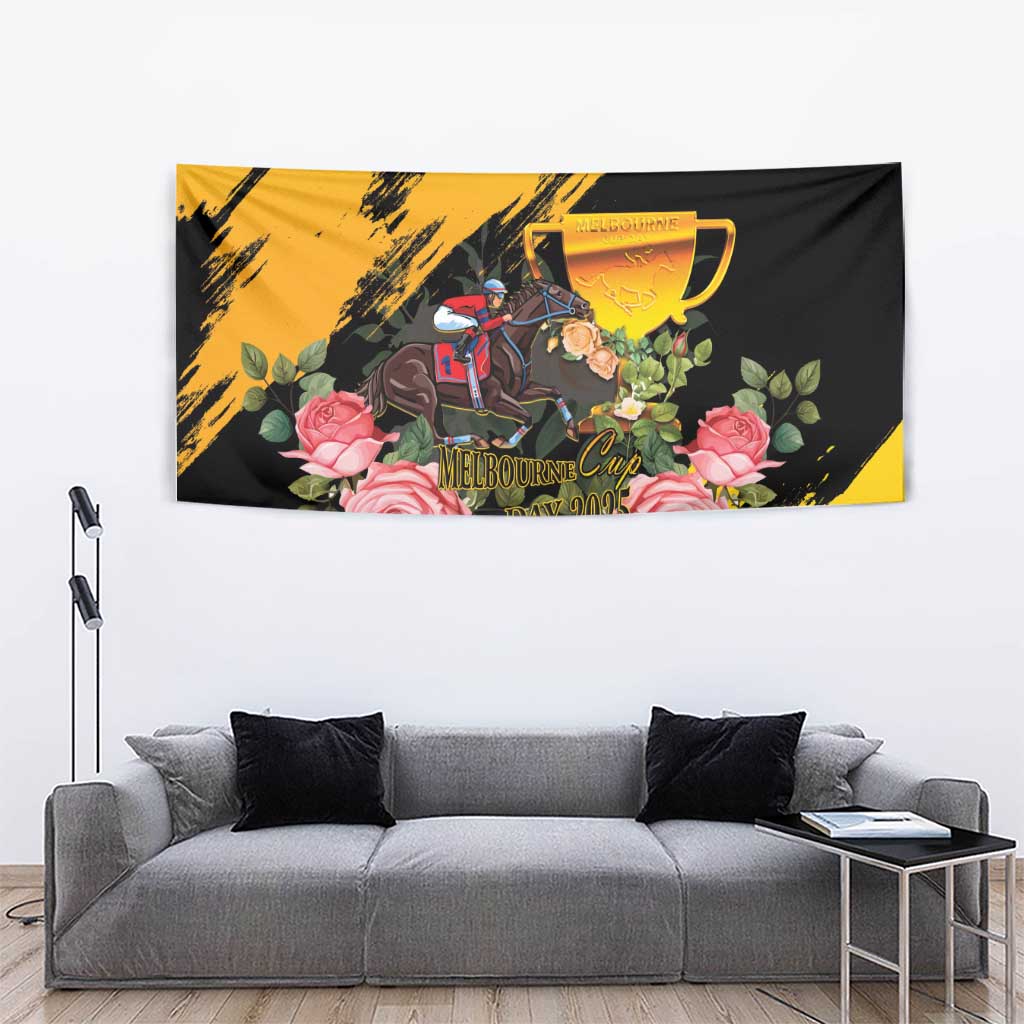 Australia Melbourne Cup Day Tapestry Horse Racing Trophy With Roses - Wonder Print Shop