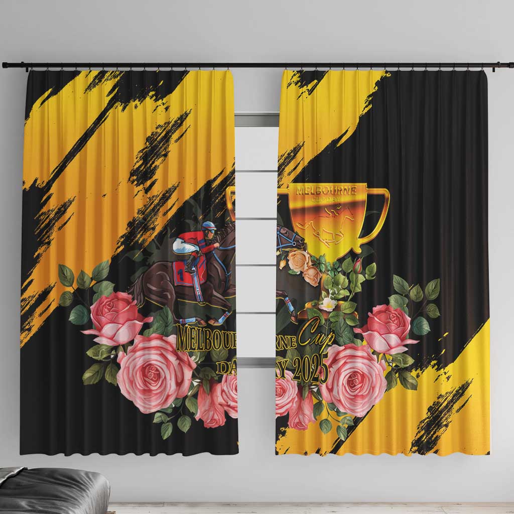 Australia Melbourne Cup Day Window Curtain Horse Racing Trophy With Roses - Wonder Print Shop