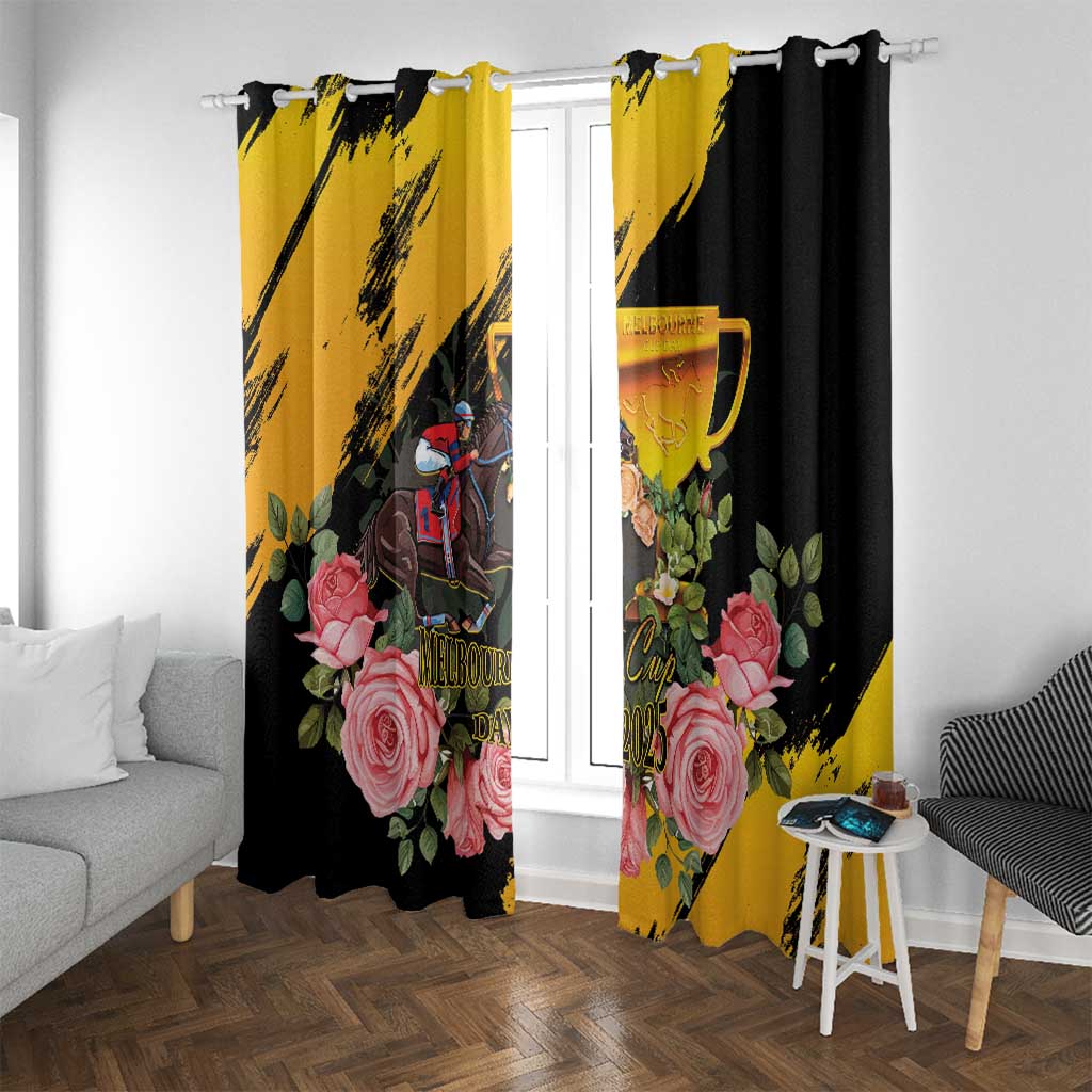 Australia Melbourne Cup Day Window Curtain Horse Racing Trophy With Roses - Wonder Print Shop