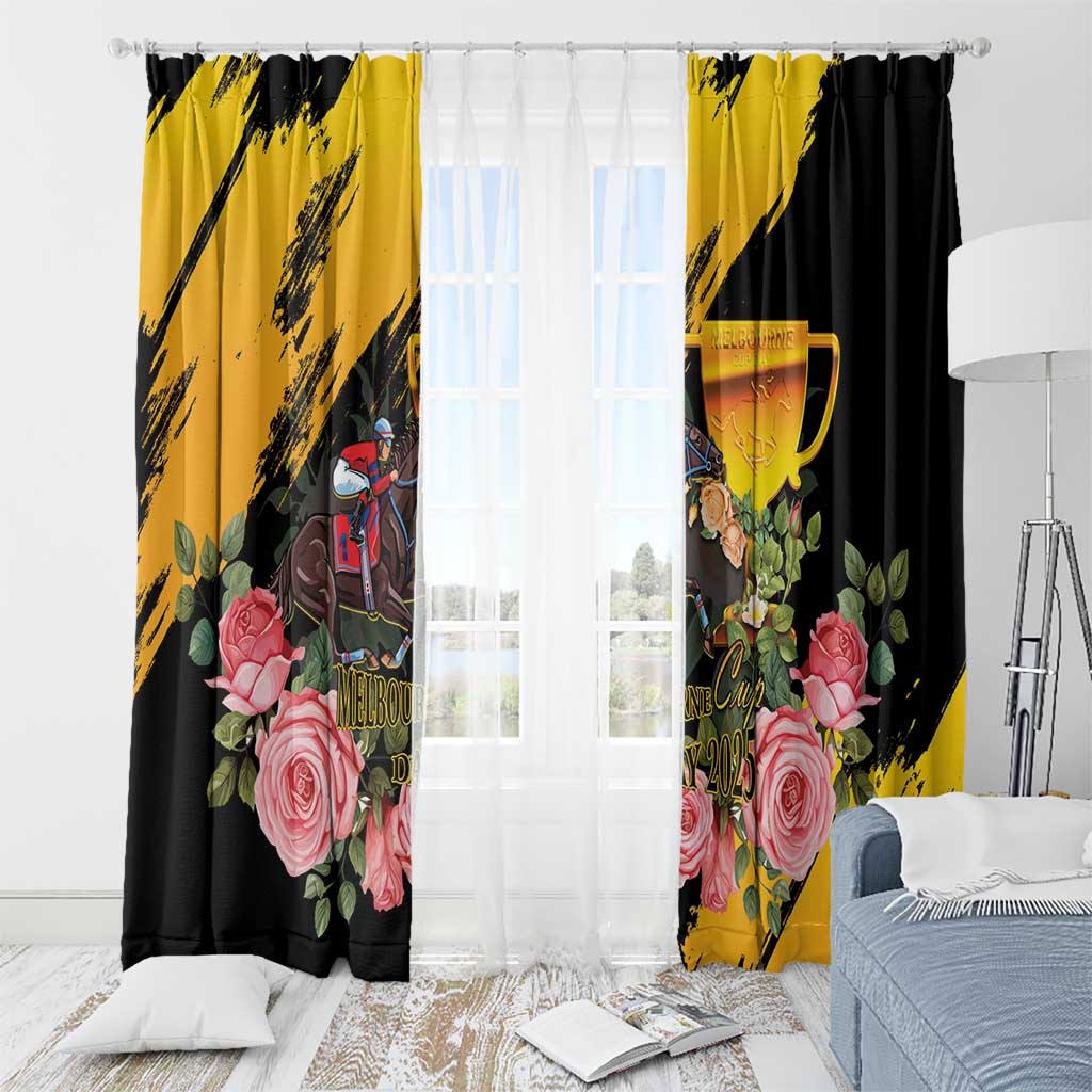 Australia Melbourne Cup Day Window Curtain Horse Racing Trophy With Roses - Wonder Print Shop
