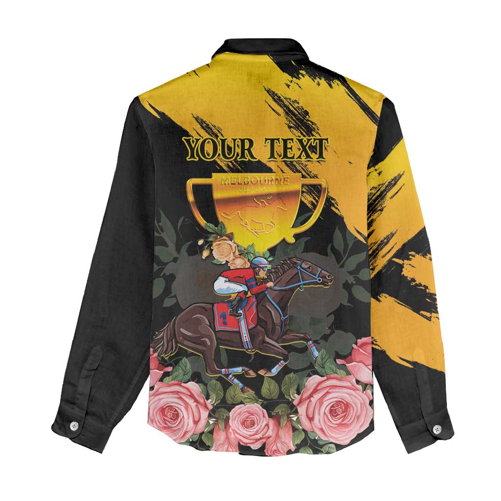 Personalised Australia Melbourne Cup Day Women Casual Shirt Horse Racing Trophy With Roses - Wonder Print Shop