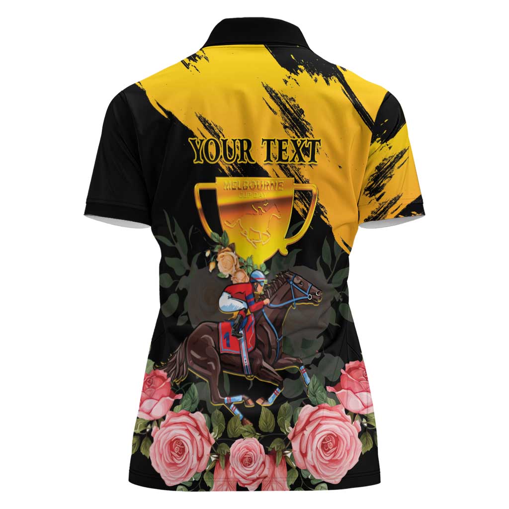 Personalised Australia Melbourne Cup Day Women Polo Shirt Horse Racing Trophy With Roses - Wonder Print Shop