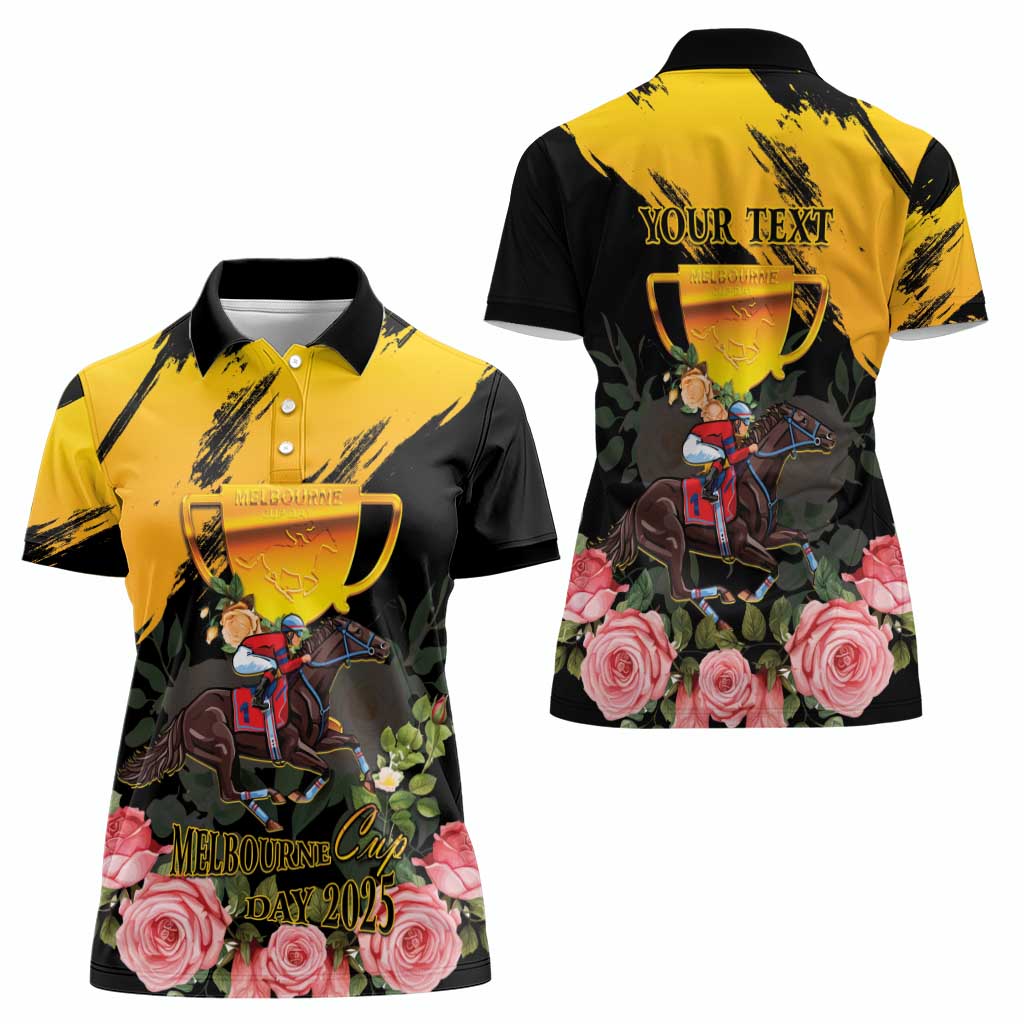 Personalised Australia Melbourne Cup Day Women Polo Shirt Horse Racing Trophy With Roses - Wonder Print Shop
