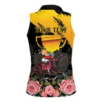 Personalised Australia Melbourne Cup Day Women Sleeveless Polo Shirt Horse Racing Trophy With Roses - Wonder Print Shop