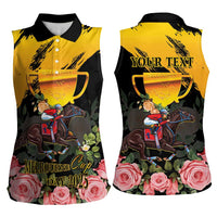 Personalised Australia Melbourne Cup Day Women Sleeveless Polo Shirt Horse Racing Trophy With Roses - Wonder Print Shop