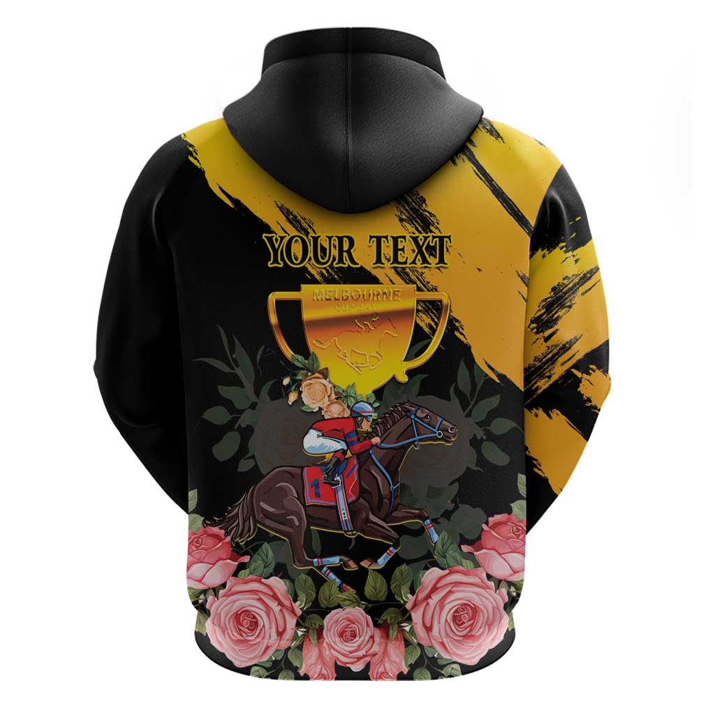 Personalised Australia Melbourne Cup Day Zip Hoodie Horse Racing Trophy With Roses - Wonder Print Shop