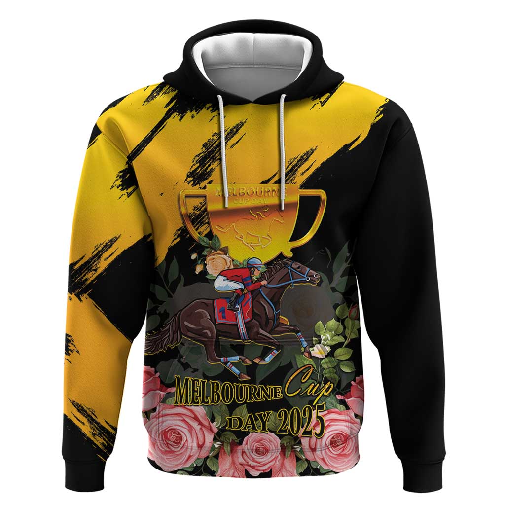 Personalised Australia Melbourne Cup Day Zip Hoodie Horse Racing Trophy With Roses - Wonder Print Shop