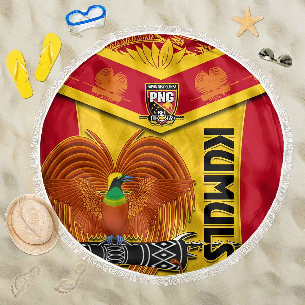 Papua New Guinea Rugby Beach Blanket 2023 Go Kumuls Pacific Dynamic Style - Wonder Print Shop